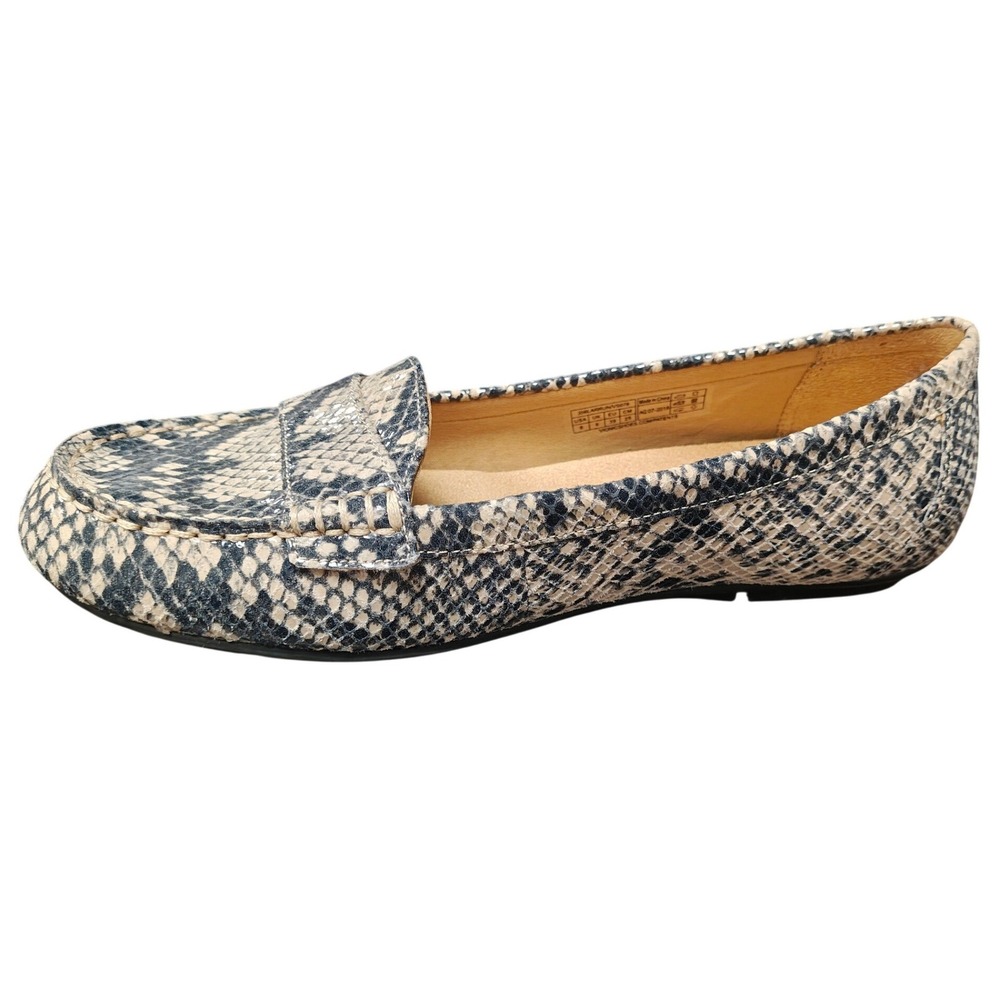 Vionic Larrun Snakeskin Print Loafers Black Cream Orthotic Flats 356LARRUN 8